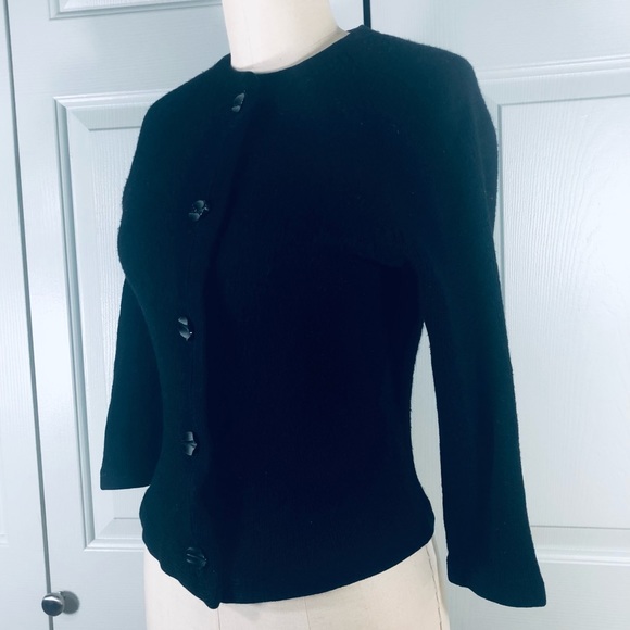 Vintage Lambswool Blend Cardigan Black Sweater Size Small-Medium - Picture 7 of 14